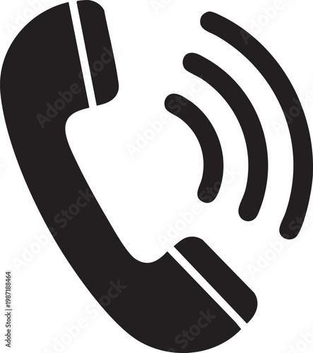 Telephone icon, phone symbol, communication sign, black vector