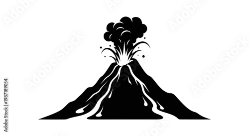 Volcano Eruption Silhouette Lava Smoke Explosion