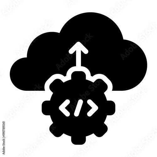 cloud computing glyph icon