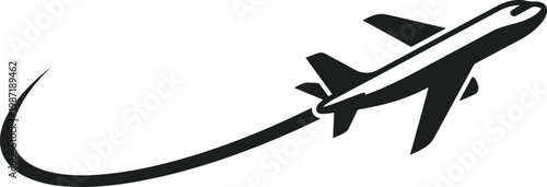 Vector graphic illustration of an airplane hooked by a fishing hook