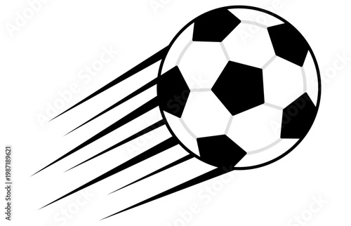 斜めに飛ぶサッカーボールのイラスト