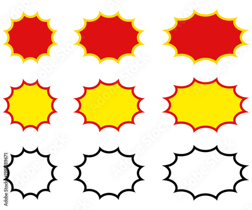 爆発　フレーム　ふきだし　トゲトゲ　セット