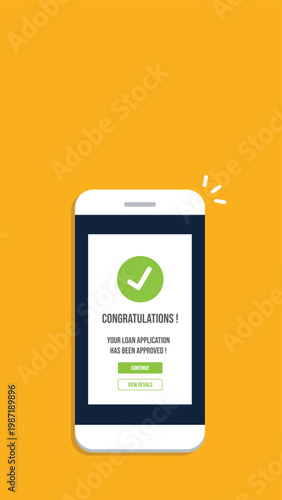 Loan Approval Mobile Notification Banking App Credit Success Confirmation