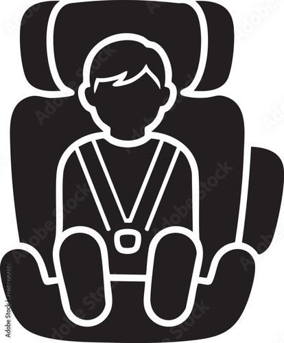 Black, child safety seat, baby carrier, car seat icon, vector