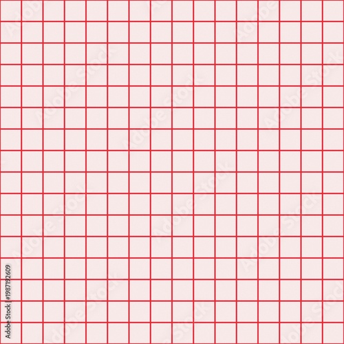 Seamless Vibrant Summer Red Retro Square Grid Pattern