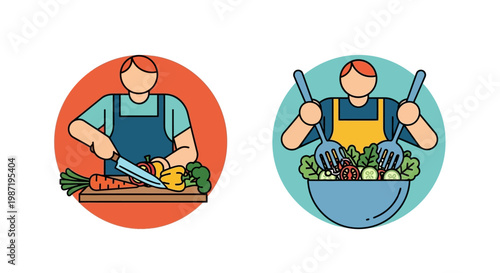 Two chefs preparing food.