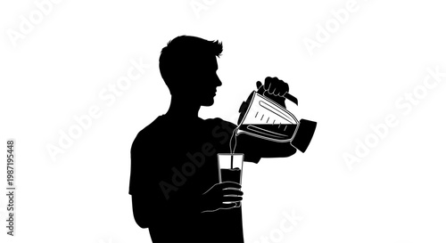 Man holding a large coffee mug.