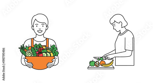 Woman holding bowl of fresh vegetables.