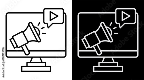 Online Ads White Icon Set Design