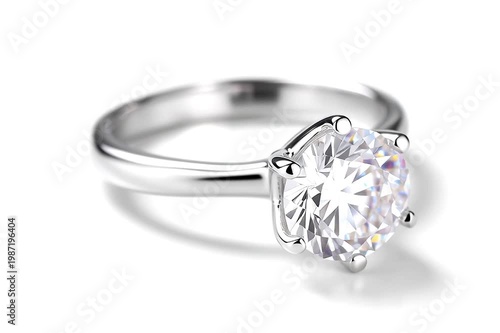 Jewelry showcase highlights stunning diamond engagement ring with silver band