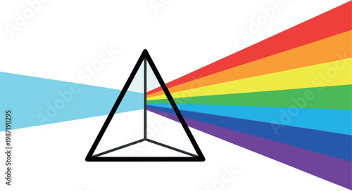 Transparent Prism with Rainbow Refraction Light Vector Graphic