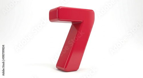 Red number seven 3D render