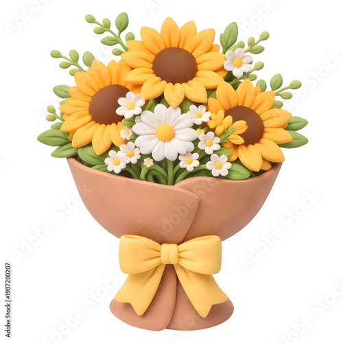 Flowers bouquet, bouquet flower, 3D bouquet, bouquet transparent background, sun flowers bouquet 