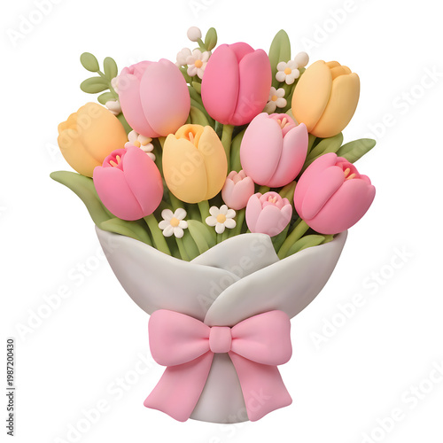 Flowers bouquet, bouquet flower, 3D bouquet, bouquet transparent background, tulips bouquet 