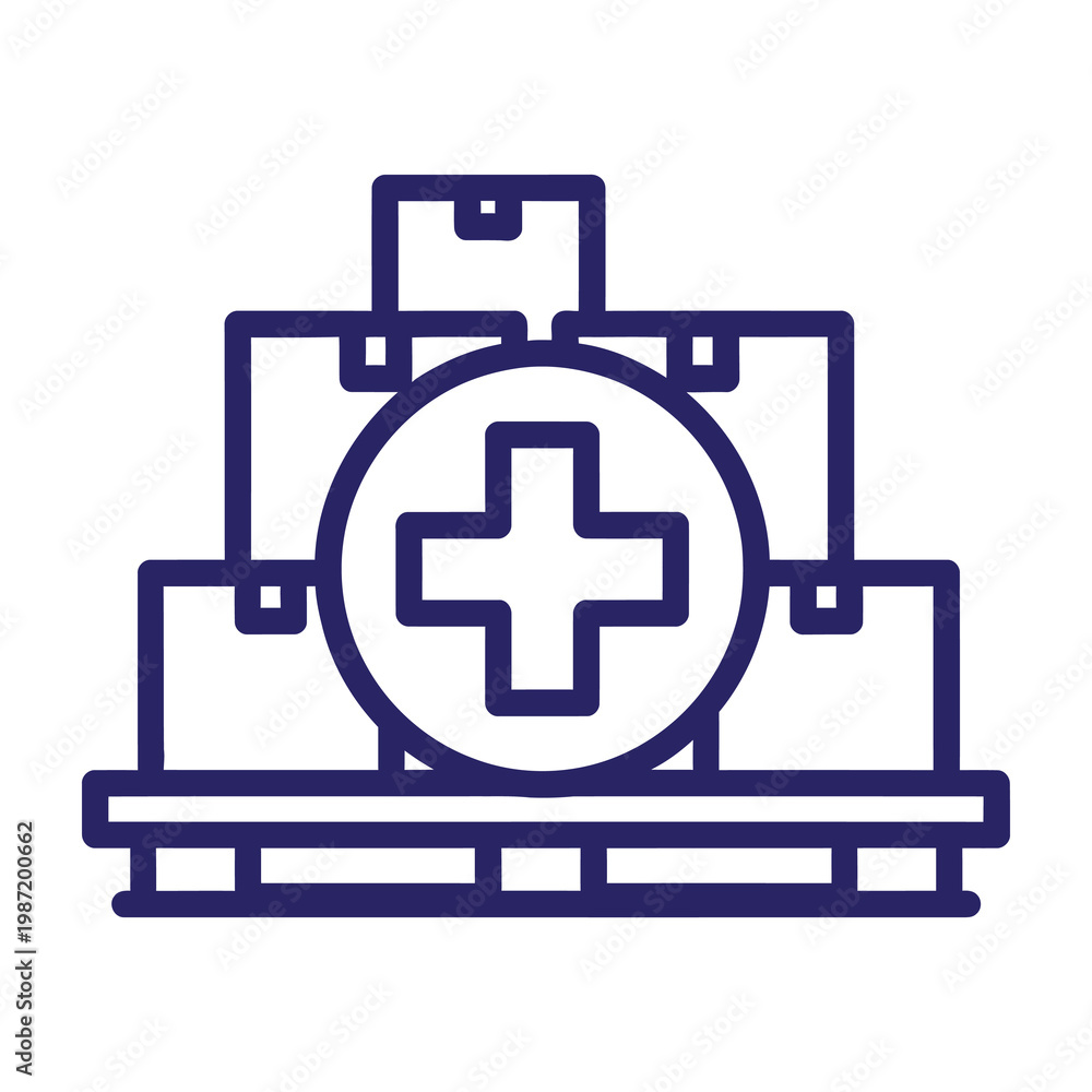 Obraz premium Medical cross symbol on boxes healthcare concept