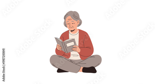 Senior woman reading a book.