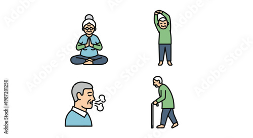 Elderly People Various Activities Illustration.