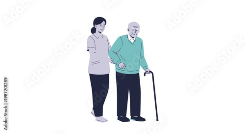 Young woman helping senior man.
