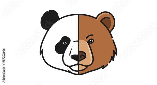 Panda and grizzly bear face comparison.