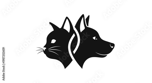 Black cat and dog head silhouettes.