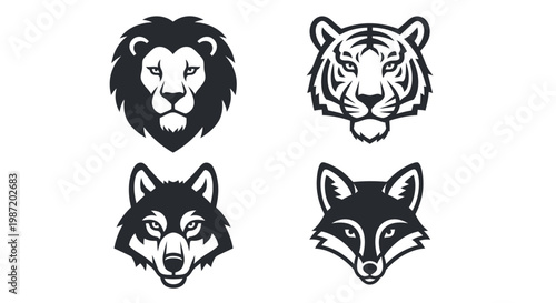 Black and white animal face icons.
