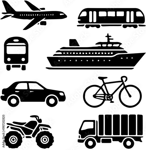 transportation icons set