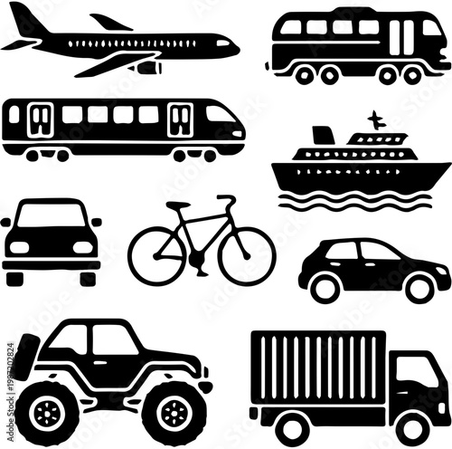 transportation icons set