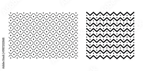 Set of wavy zigzag stroke lines pattern. Vector line border, wave ripple, zigzag, borders. 
