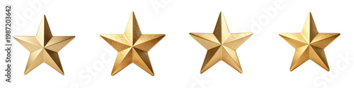 Row of golden star icons of different design on black background
