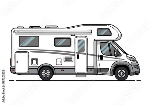 Side View of a Modern Class C Motorhome RV Illustration