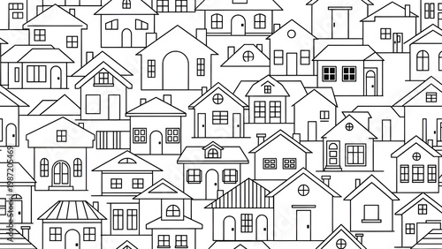 Houses in a neighborhood with various architectural styles and designs