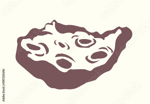 Vector drawing. Small Asteroid in the sky