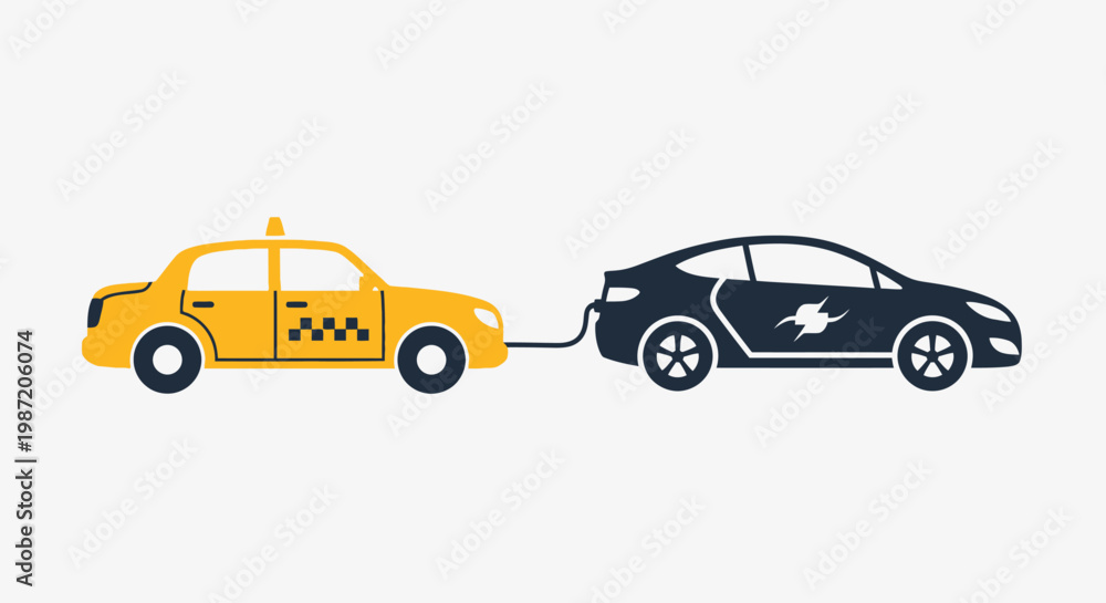 Naklejka premium Electric car charging from taxi.