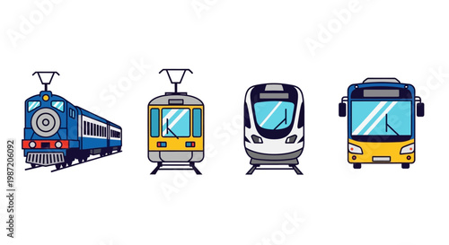 Four Different Public Transportation Vehicles.