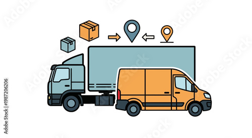 Cargo truck and delivery van logistics.