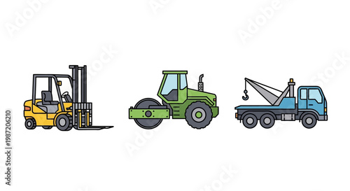 Heavy duty industrial vehicles in action.