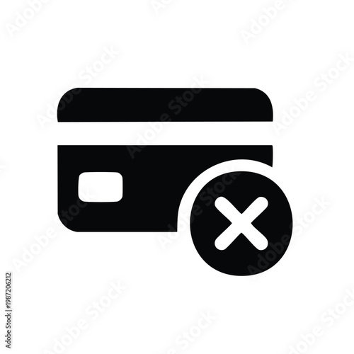 Credit Card Icon with Cancel Symbol