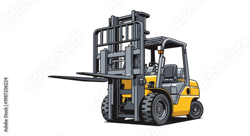 Yellow Forklift Truck Heavy Industry Equipment.