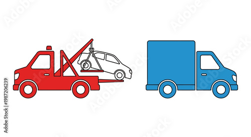 Tow truck and delivery truck vehicles.