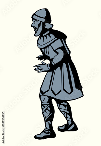 Vector drawing. The king looks ahead