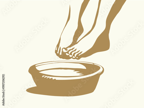 Vector drawing. Feet at the bowl