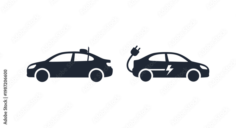 Fototapeta premium Electric and Gasoline Powered Cars Compared.