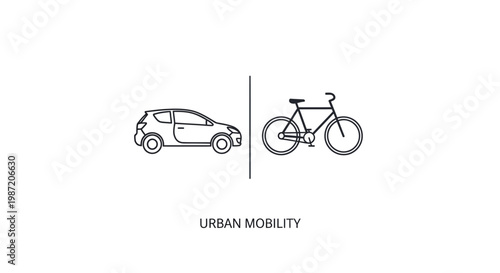 Car and bicycle urban transport options.
