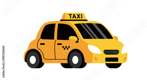 Yellow Taxi Car Side View.