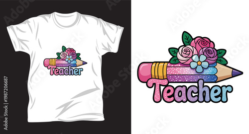 Teacher graphic vector t shirt design print
