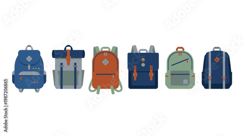 Collection of colorful school backpacks.