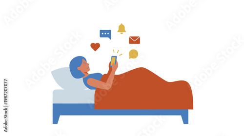 Man lying in bed with phone.