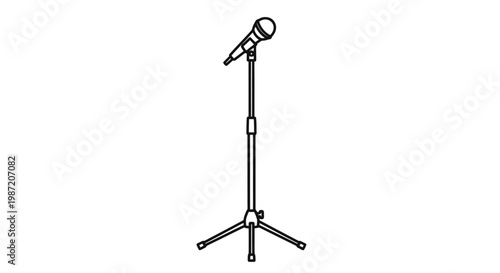 Microphone stand with condenser mic on a white background