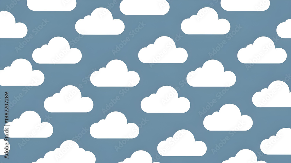 Fototapeta premium White clouds on blue background seamless pattern design