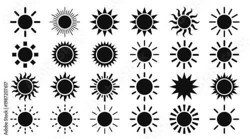 Collection of Various Sun Symbols.